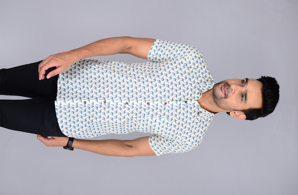 Cream Jaipuri Printed Shirt