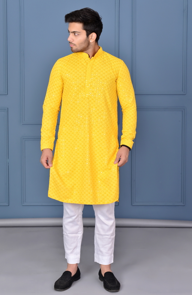 Staggering Men Kurta In Yellow