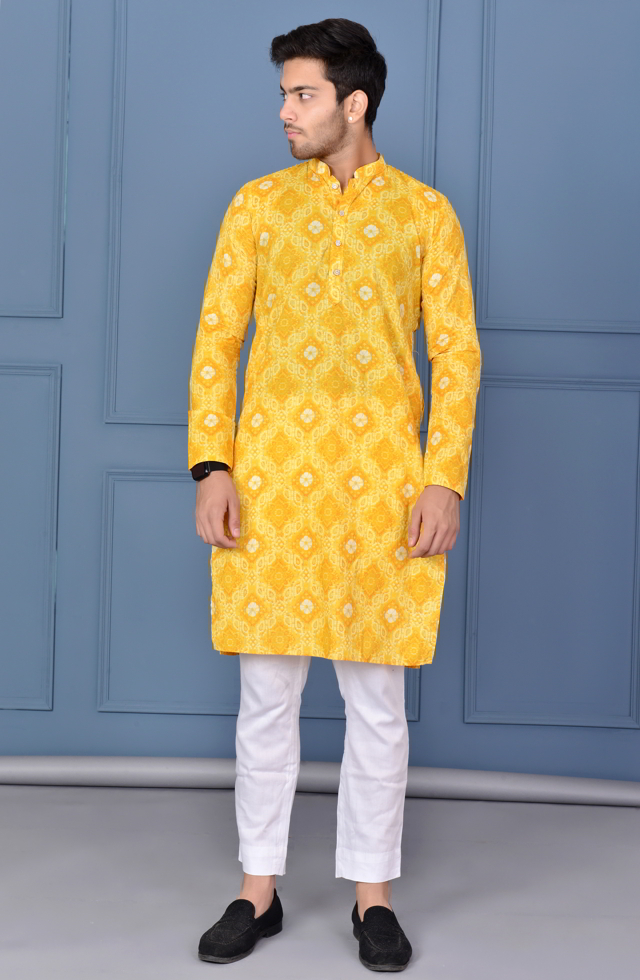 Elegant Men Kurta In Yellow