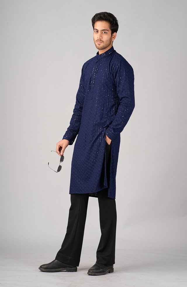 Men Stylish kurta In Navy Blue