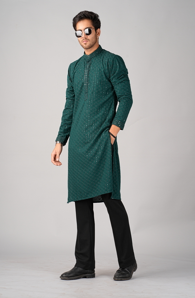 Pak Green Kurta For  Men