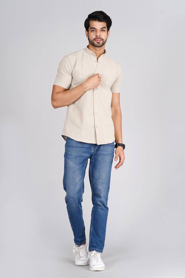 Beige Popcorn Casual Shirt