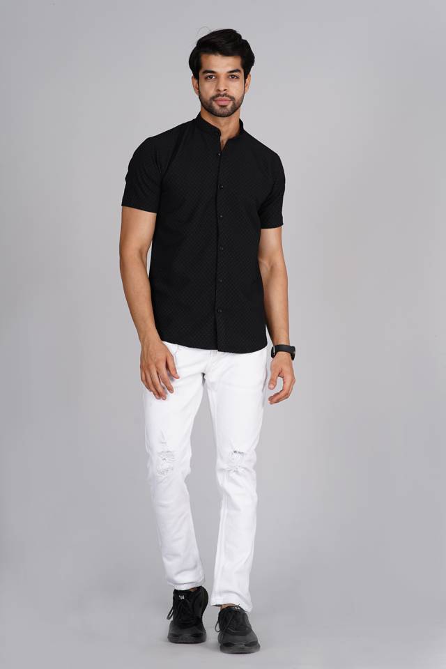 Black Popcorn Casual Shirt