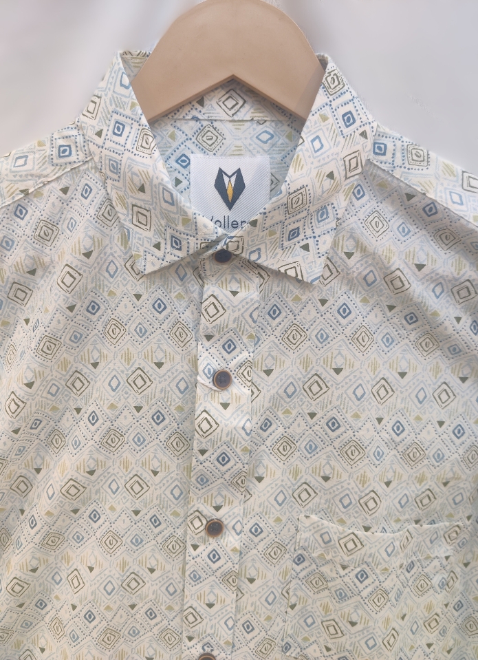 Light Blue Printed Full Sleeves Jaipuri Shirt