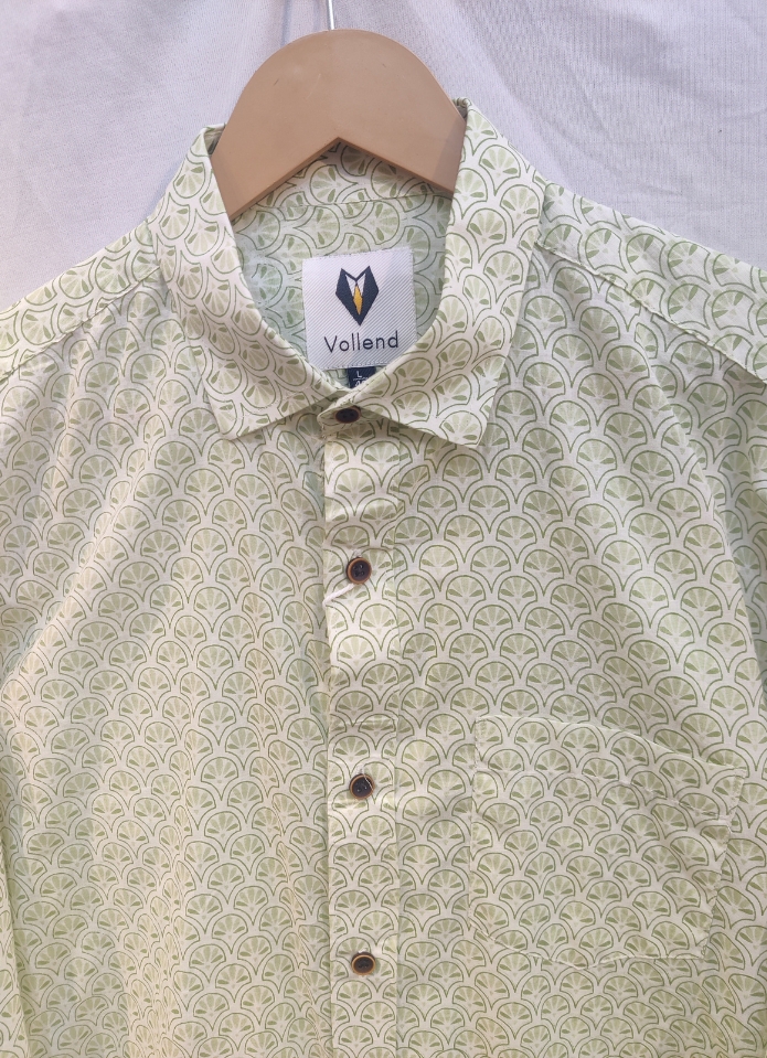 Light Green Printed Full Sleeves Jaipuri Shirt