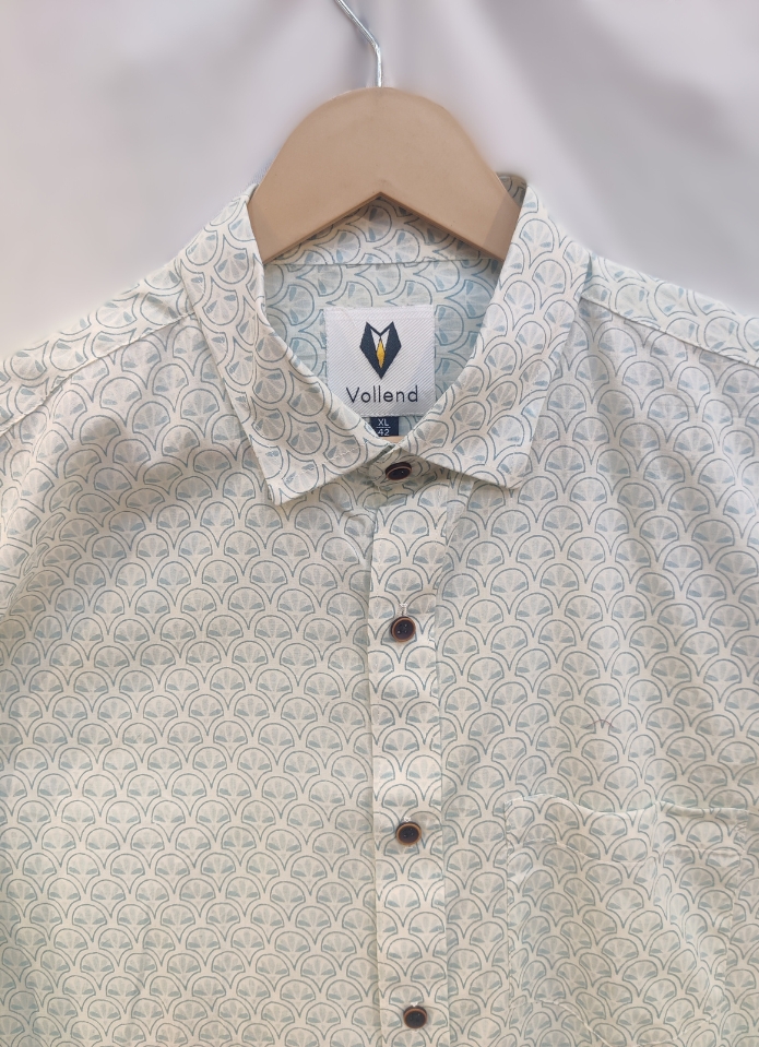 Light Blue Printed Full Sleeves Jaipuri Shirt